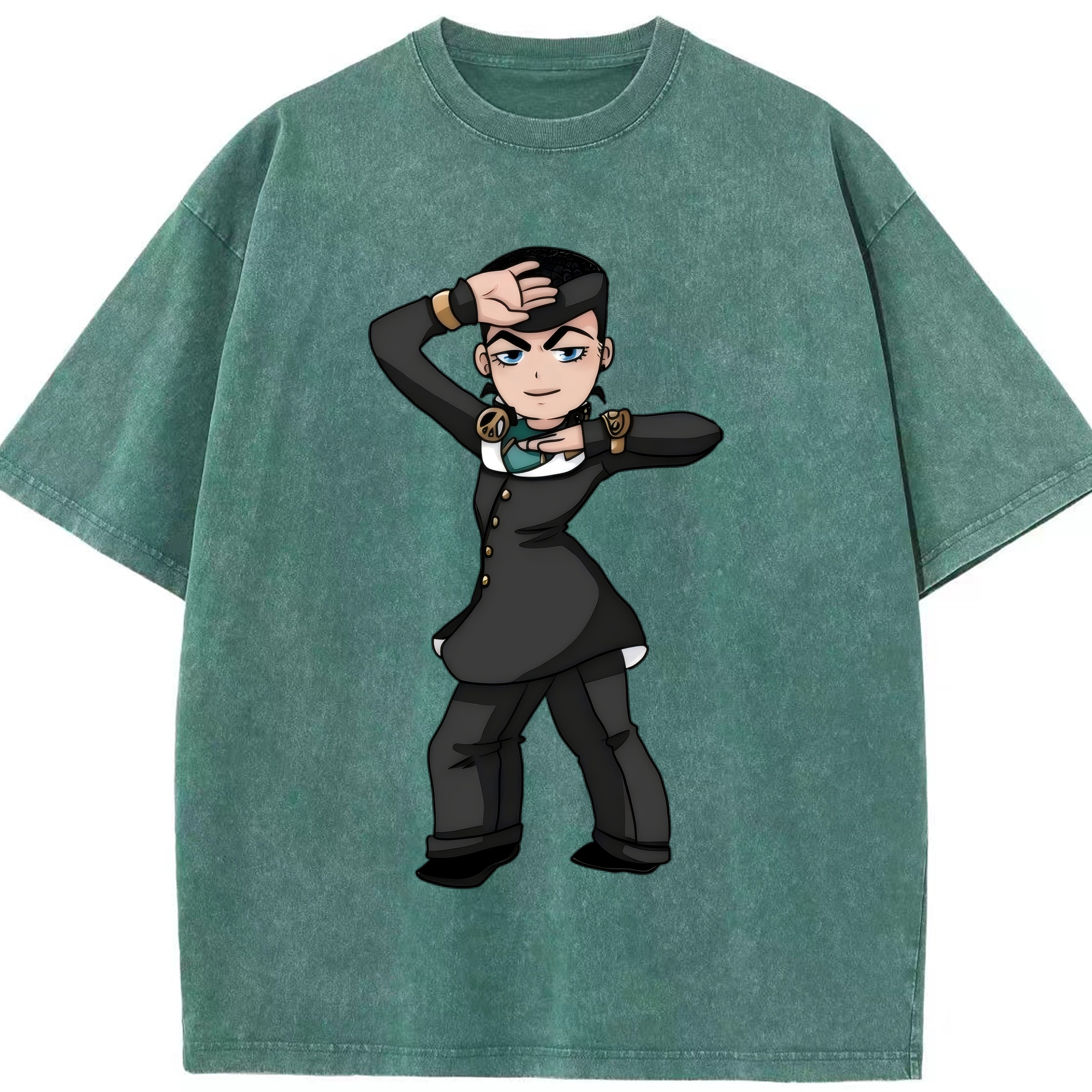 （画像用） ジョジョの奇妙な冒険 ひがしかた じょうすけ JoJo's Bizarre Adventure Higashikata Josuke 綿100% ヴィンテージ風 半袖Tシャツ（フロントプリント）